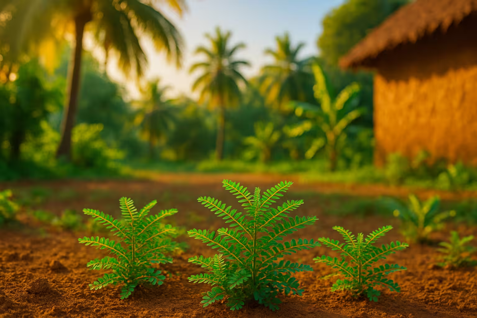 Keelanelli (Keezhanelli) plant growing in a Tamil rural garden – natural remedy for jaundice and liver detox